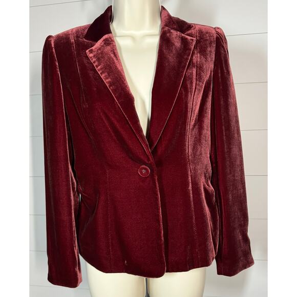 Gorgeous Wine / Burgundy Alfani Velvet Jacket / Blazer in Size 4P - Picture 9 of 11
